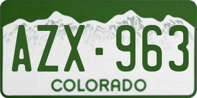 CO license plate AZX963