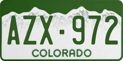 CO license plate AZX972