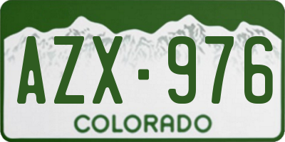 CO license plate AZX976