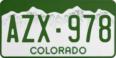 CO license plate AZX978