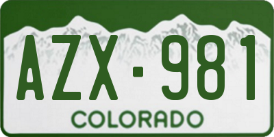 CO license plate AZX981