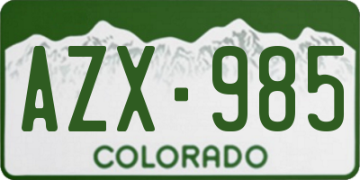 CO license plate AZX985