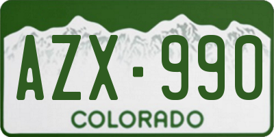 CO license plate AZX990