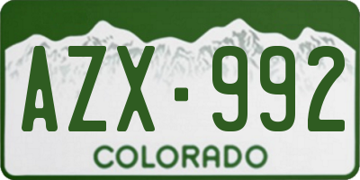 CO license plate AZX992