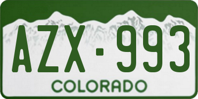 CO license plate AZX993