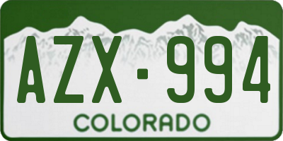 CO license plate AZX994