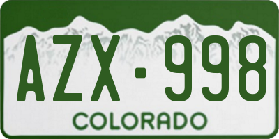 CO license plate AZX998