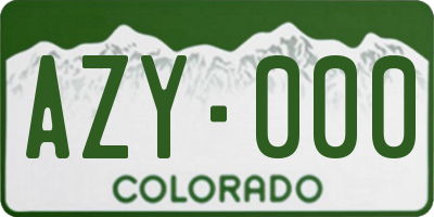 CO license plate AZY000