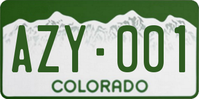 CO license plate AZY001