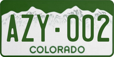 CO license plate AZY002