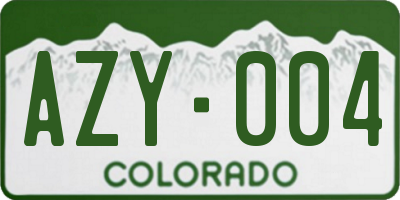 CO license plate AZY004