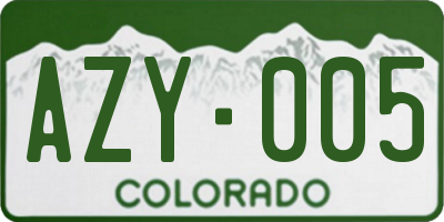 CO license plate AZY005