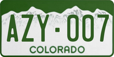 CO license plate AZY007