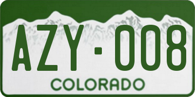 CO license plate AZY008