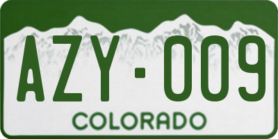 CO license plate AZY009