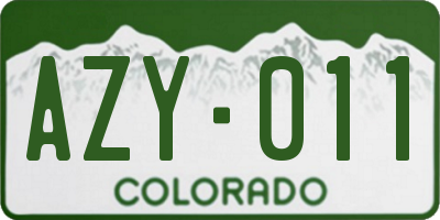 CO license plate AZY011