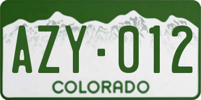 CO license plate AZY012