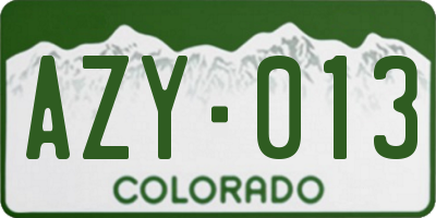 CO license plate AZY013