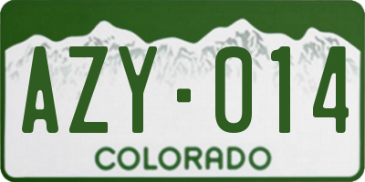 CO license plate AZY014