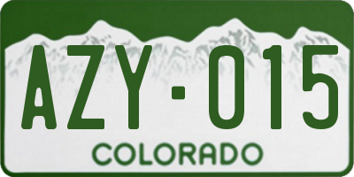 CO license plate AZY015