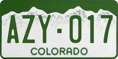 CO license plate AZY017