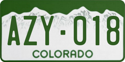 CO license plate AZY018