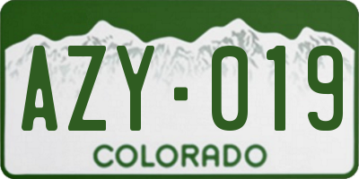 CO license plate AZY019