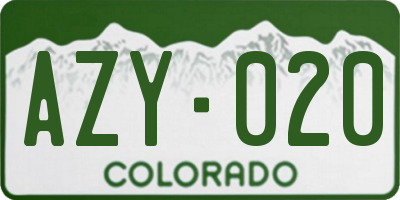 CO license plate AZY020