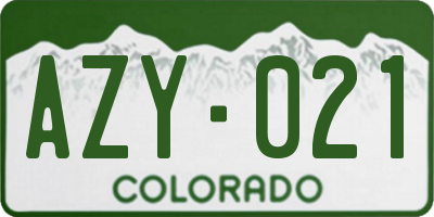 CO license plate AZY021