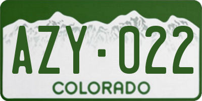 CO license plate AZY022