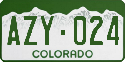 CO license plate AZY024