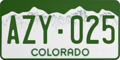 CO license plate AZY025