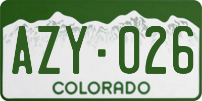 CO license plate AZY026