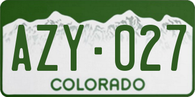 CO license plate AZY027