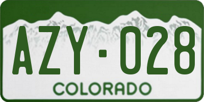 CO license plate AZY028