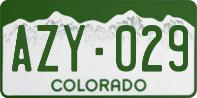 CO license plate AZY029