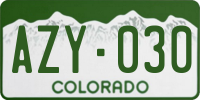 CO license plate AZY030