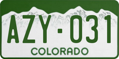 CO license plate AZY031