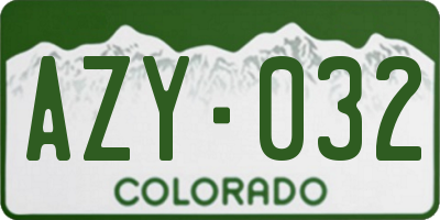 CO license plate AZY032