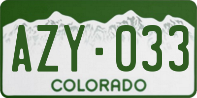 CO license plate AZY033