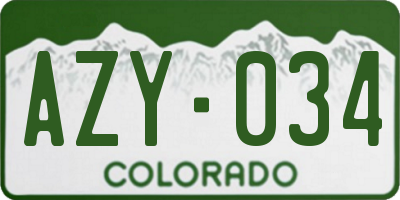 CO license plate AZY034