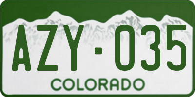 CO license plate AZY035