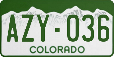 CO license plate AZY036