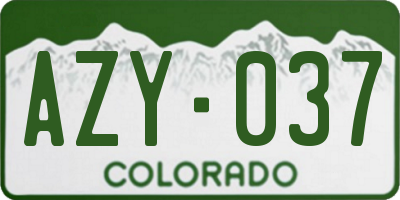 CO license plate AZY037