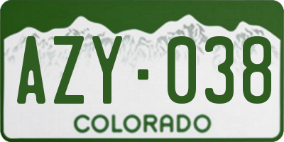 CO license plate AZY038