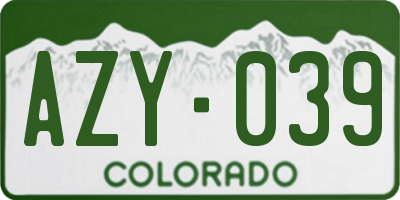 CO license plate AZY039