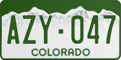 CO license plate AZY047