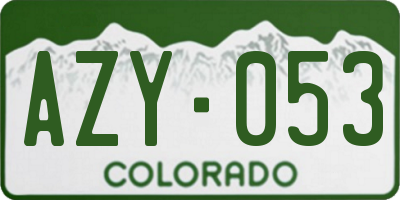 CO license plate AZY053