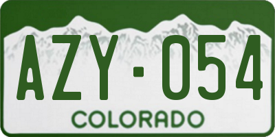 CO license plate AZY054