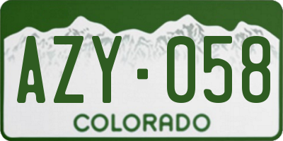 CO license plate AZY058